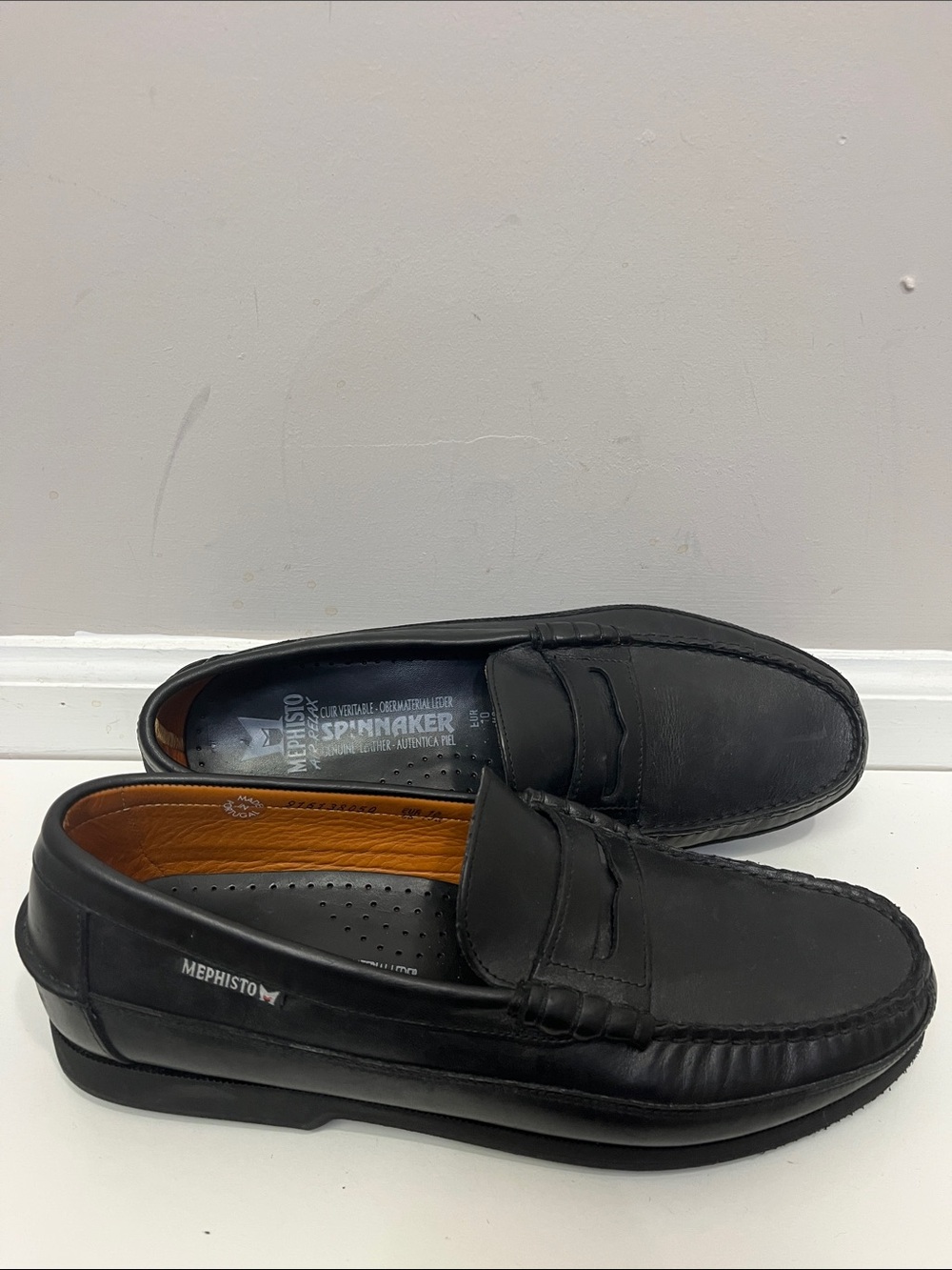 Mephisto Men’s Cap Vert Black Spinnaker Leather Penny Loafers